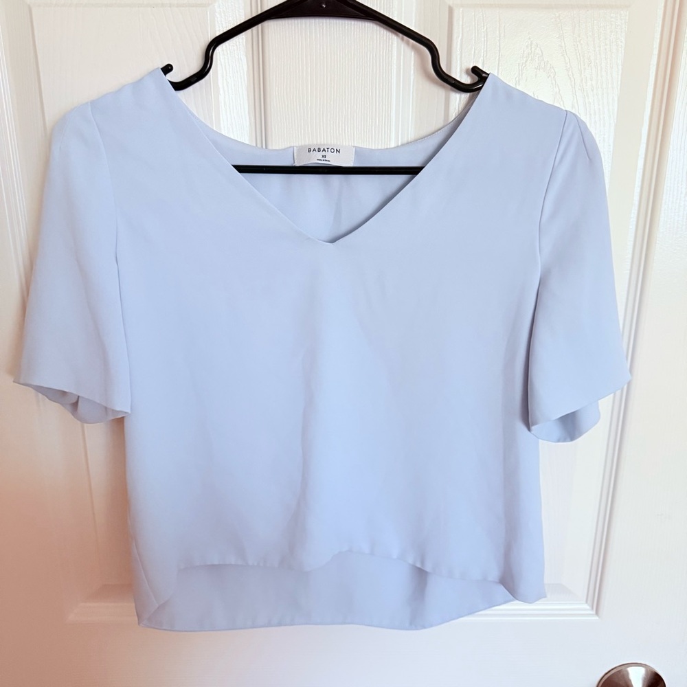Aritzia Babaton Light Blue Randy Blouse